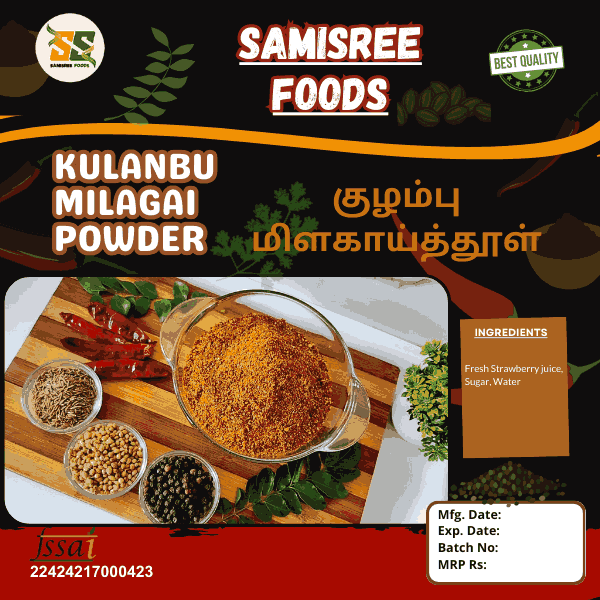 "Samisree Foods Kulambu Milagai Powder – Authentic South Indian Spice Blend"